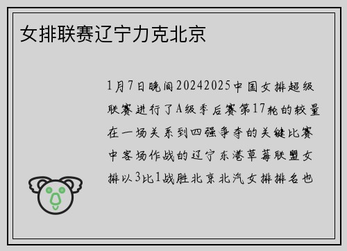 女排联赛辽宁力克北京